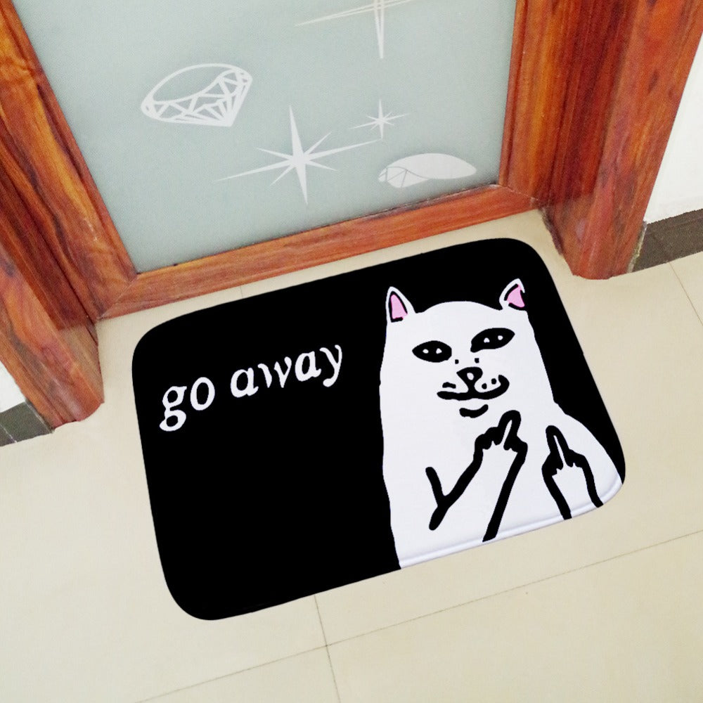 Cat With Middle Finger Door Mats