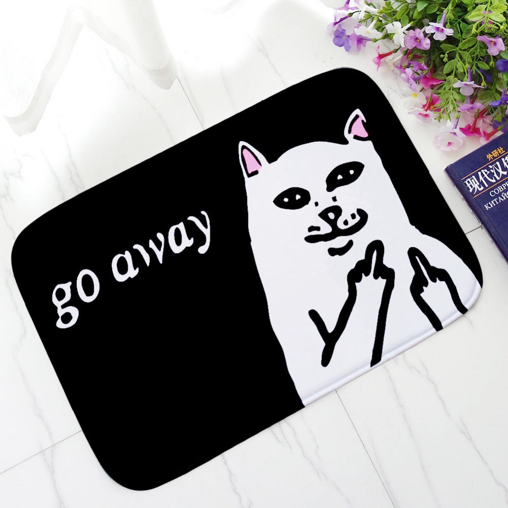 Cat With Middle Finger Door Mats